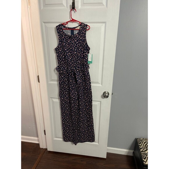 Copper Key Other - Copper Key Navy Blue Floral Sleeveless Jumpsuit Size L New With Tags
